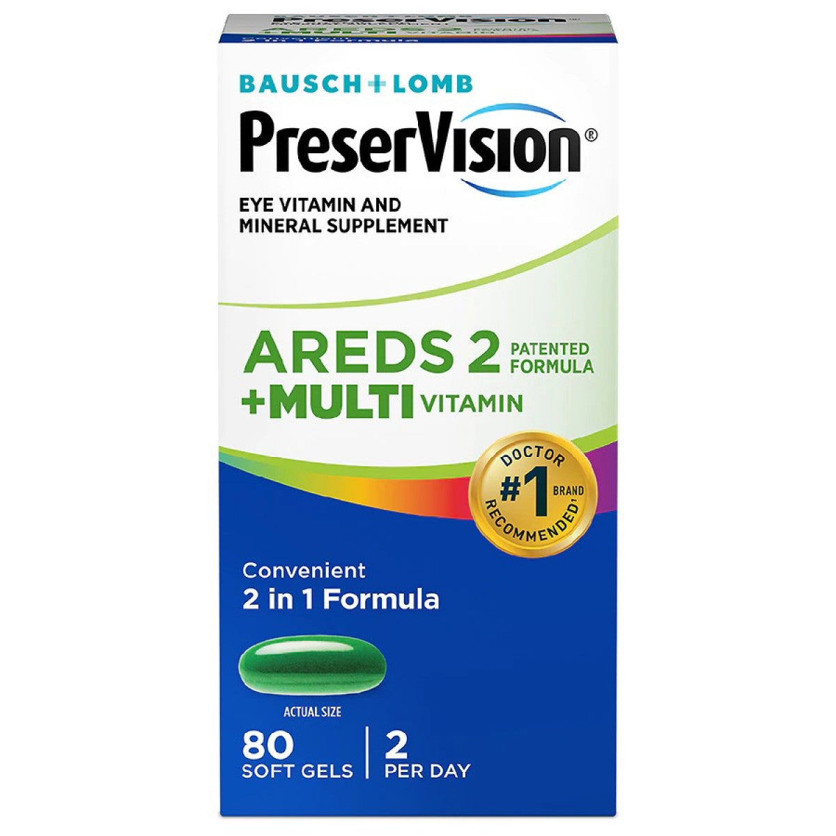 PreserVision AREDS 2 Formula + MultiVitamin Vitamin & Mineral Supplement 80 Ct Soft Gels