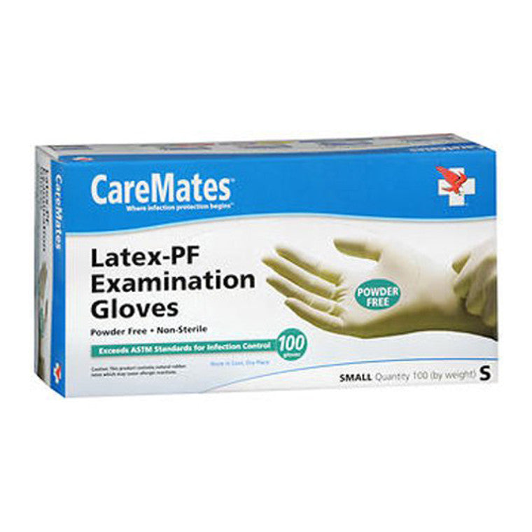 CareMates Latex Disposable Exam Gloves Powder Free Small