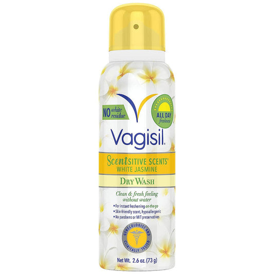 Vagisil Scentsitive Scents Dry Wash Spray, White Jasmine, 2.6 Oz