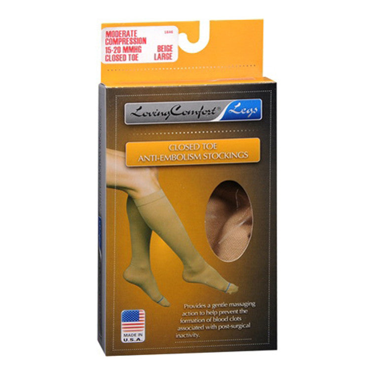 Scott Specialties Preffered Plus Anti-Embolism Beige Stockings Black 15-20 Ct Closed Toe Below Knee, XLarge - 1 Pair