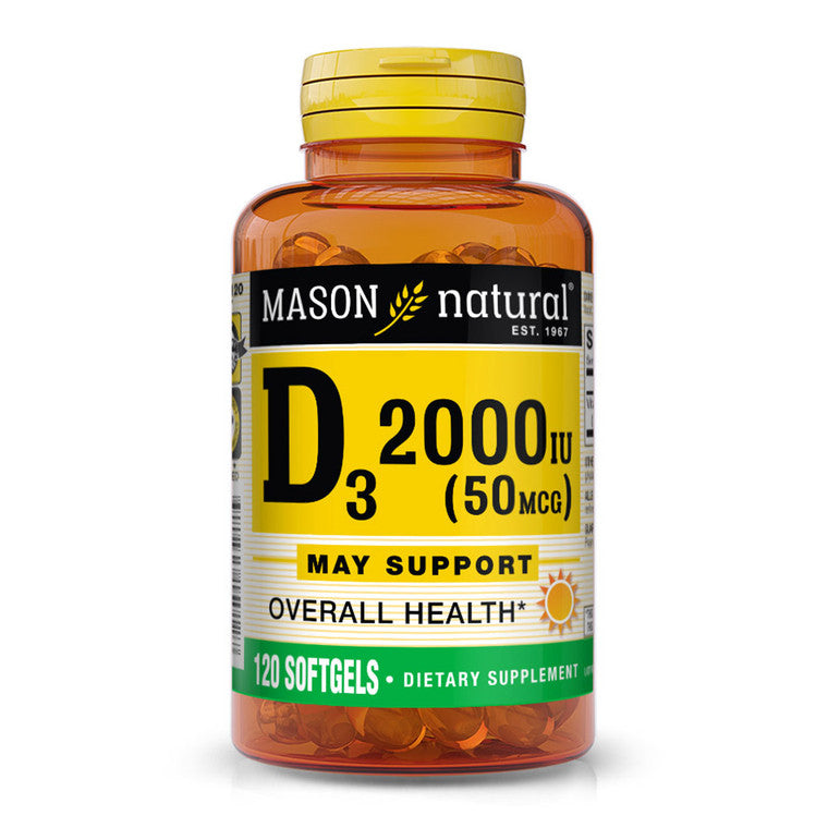 Mason Natural Vitamin D3, 2000 IU, Softgels