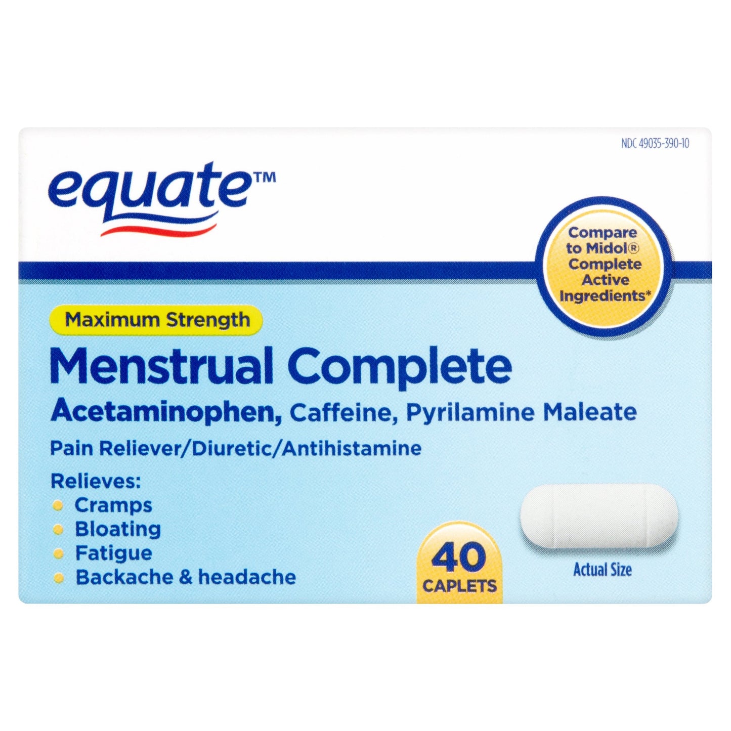 Equate Maximum Strength Menstrual Complete Caplets