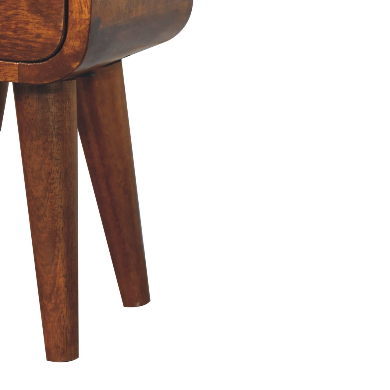 Solid Wood Extra Mini Curved Chestnut Nightstand