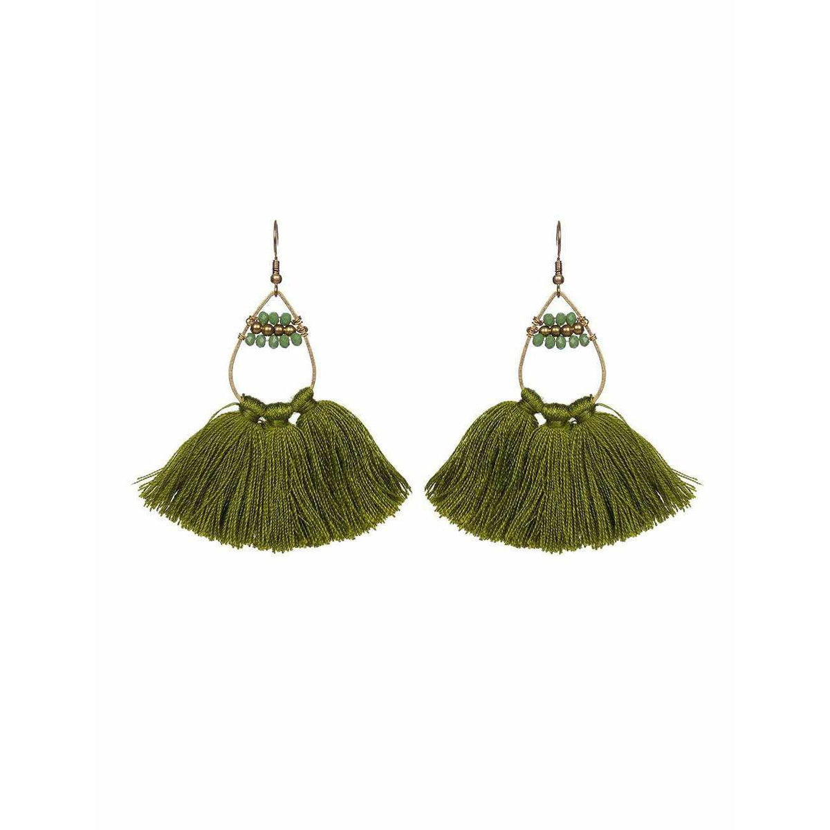 Summer Tassel Brass Bead Earrings - Thailand