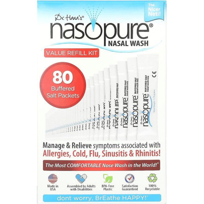 Nasopure Nasal Wash, Value Refill Kit, 80 Buffered Salt Packets - Osadia Concept Store
