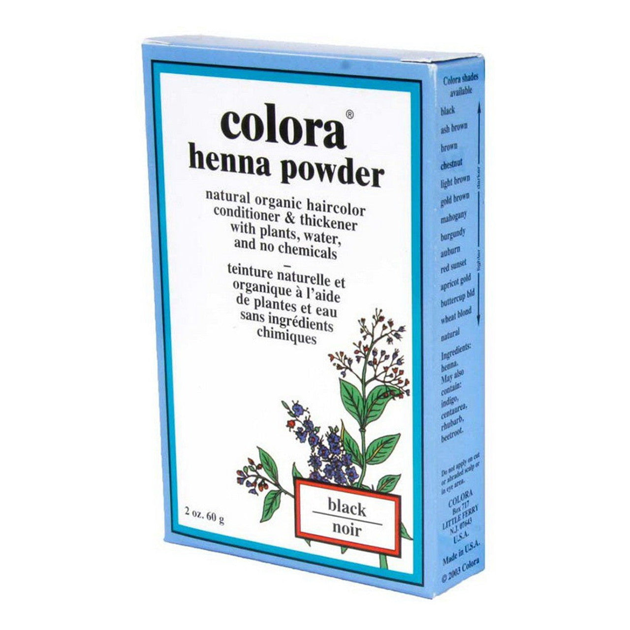 Colora Henna Powder Hair Color Black, 2 Oz