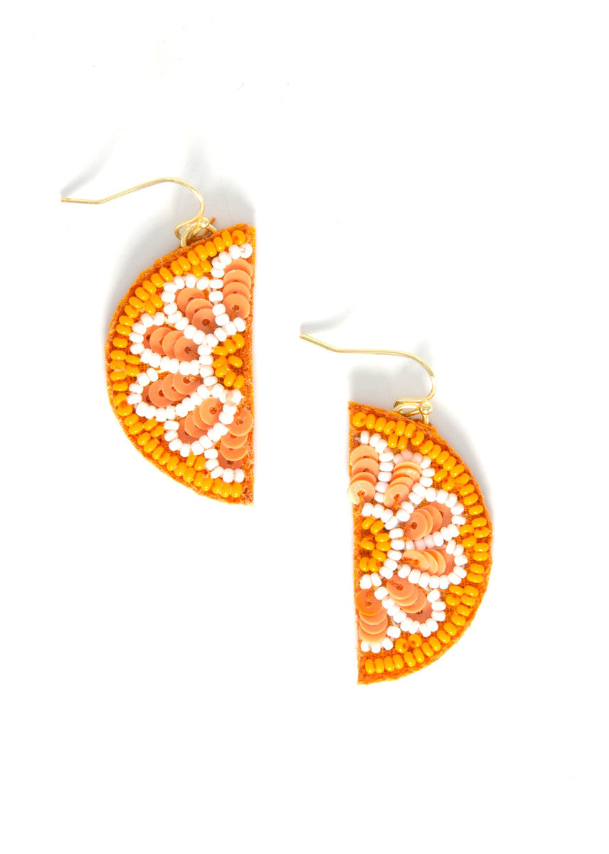 Fruit Slice Beaded Earrings - Watermelon or Orange