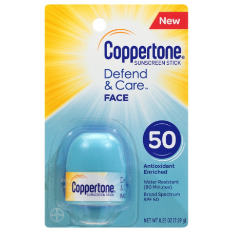 Coppertone Defend & Care Face Sunscreen Stick SPF 50 0.25 Oz 2019
