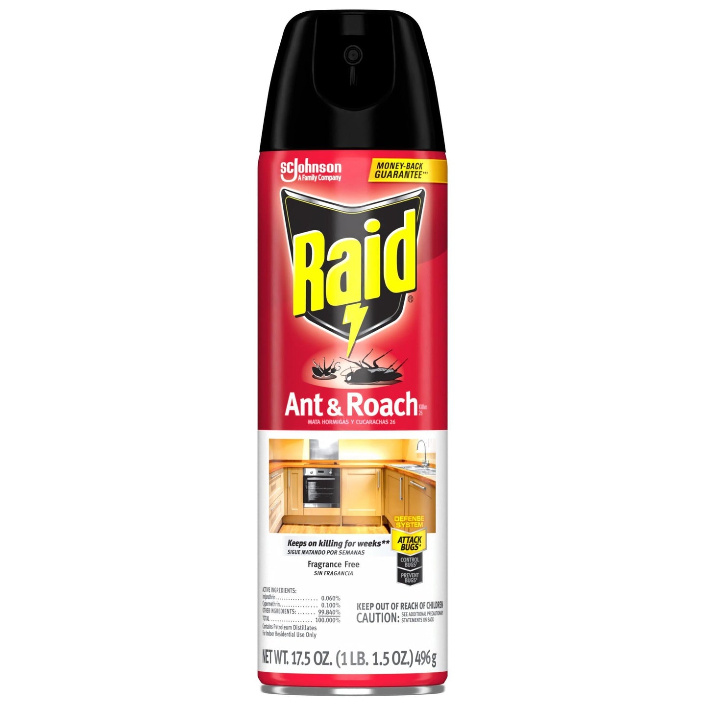 Raid Fragrance Free Ant And Roach Killer, 17.5 Oz Aerosol Spray