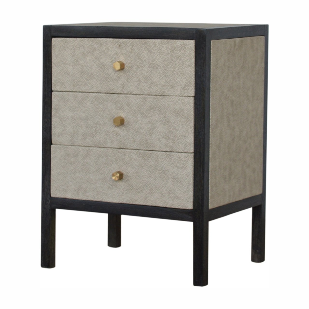 Solid Wood Faux Leather Nightstand