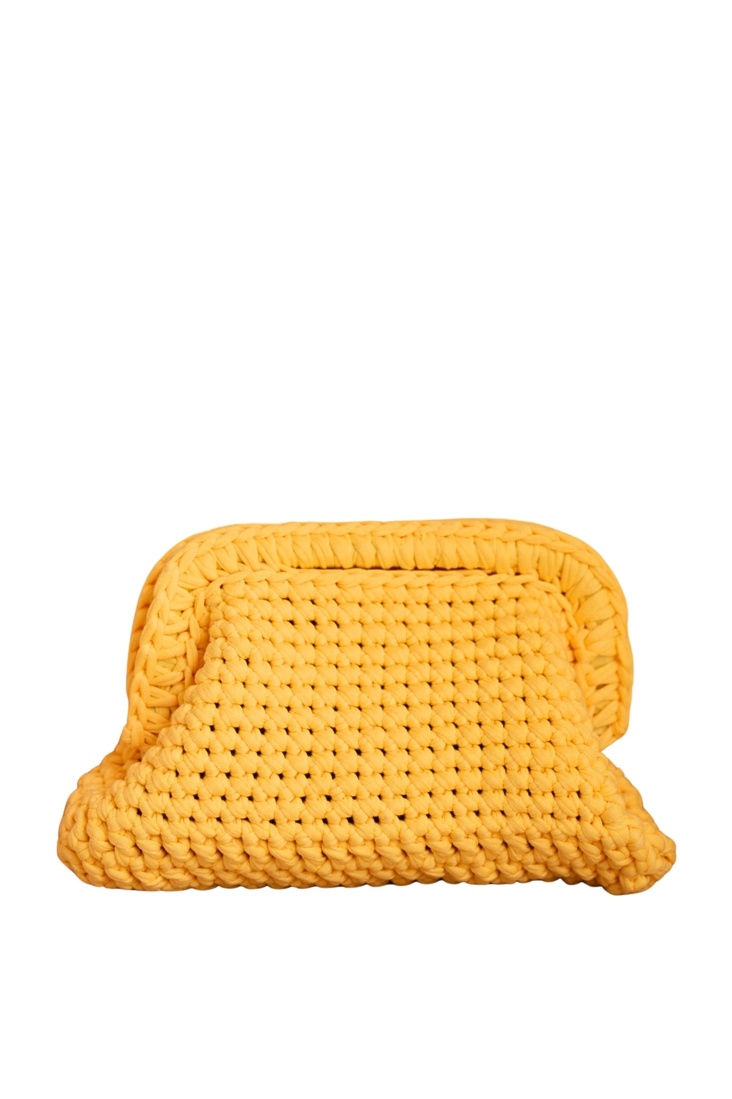 Cali Top Handle Knit Clutch in Butter Yellow