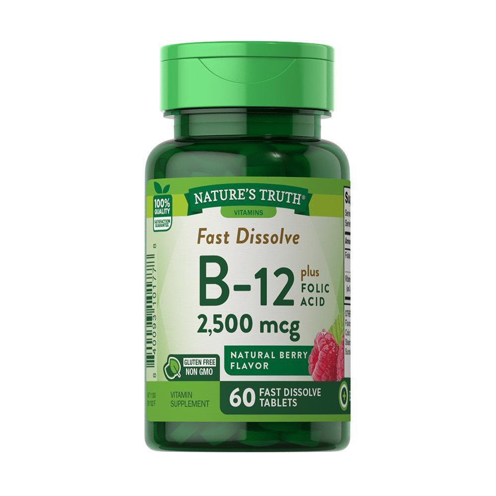 Nature's Truth Vitamin B-12 2500mcg Plus Folic Acid Fast Dissolve Tablets - Natural Berry Flavor 60ct