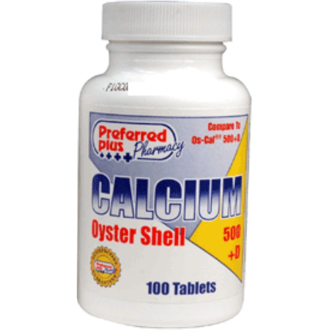 Preferred Plus Calcium 500 Mg Supplements With Vitamin D For Strong Bones - 100 Tablets