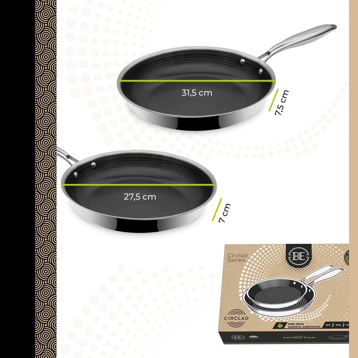 BE | LIVING CIRCLAD Series - 2 pcs Frying Pan Set 26 cm + 30 cm