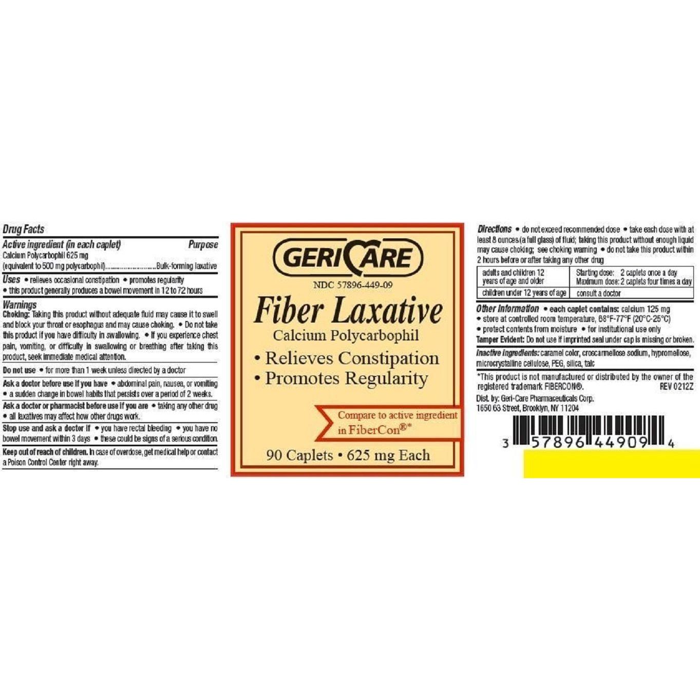 Geri-Care Fiber Laxative 90 Caplets Per Bottle