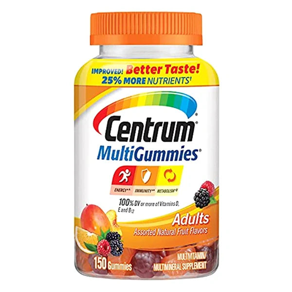 Centrum MultiGummies Gummy Multivitamin For Adults, Multivitamin/Multimineral Supplement With Vitamins D, B And E, Assorted Fruit Flavor
