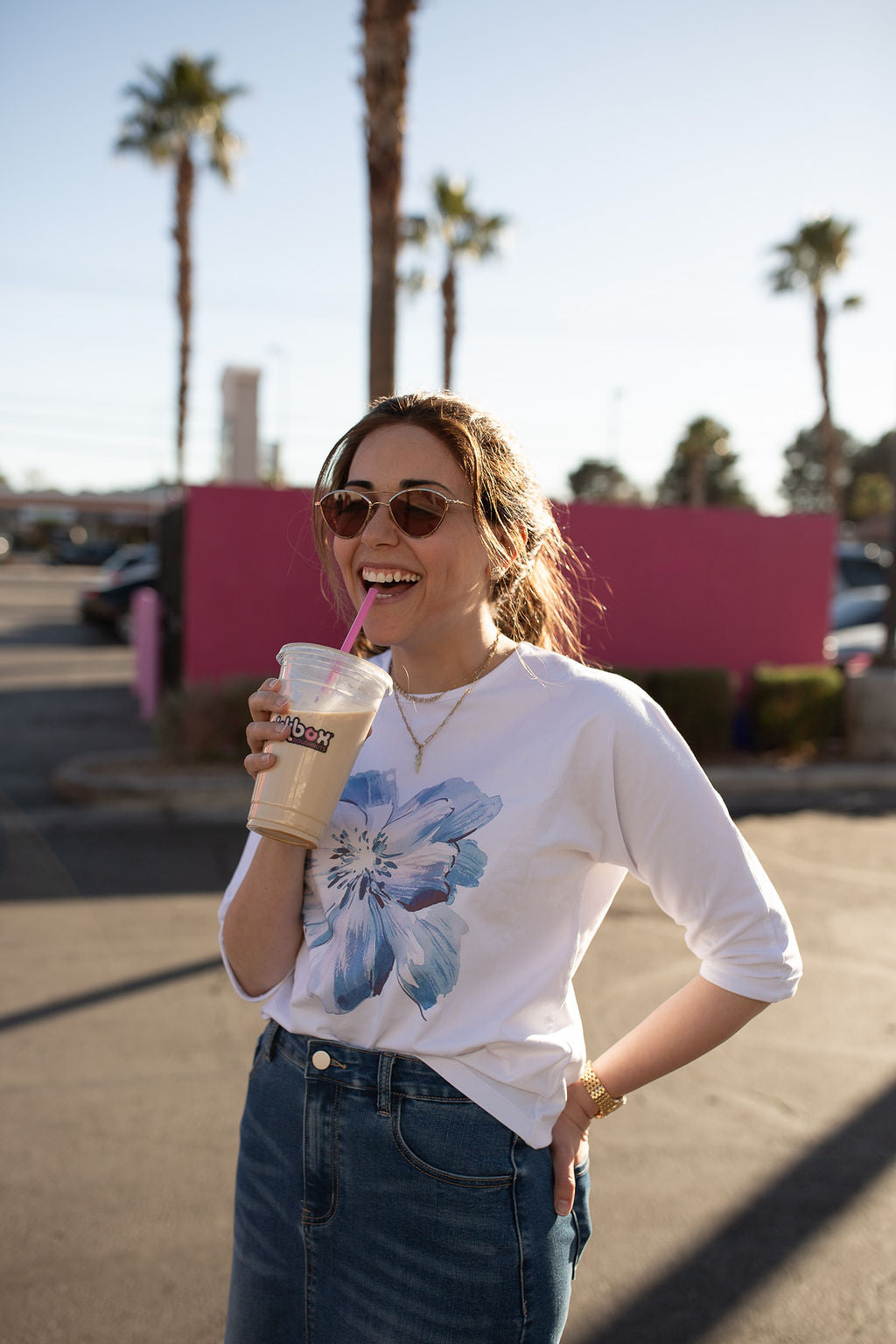 A-line Denim Maxi Skirt- Medium Wash