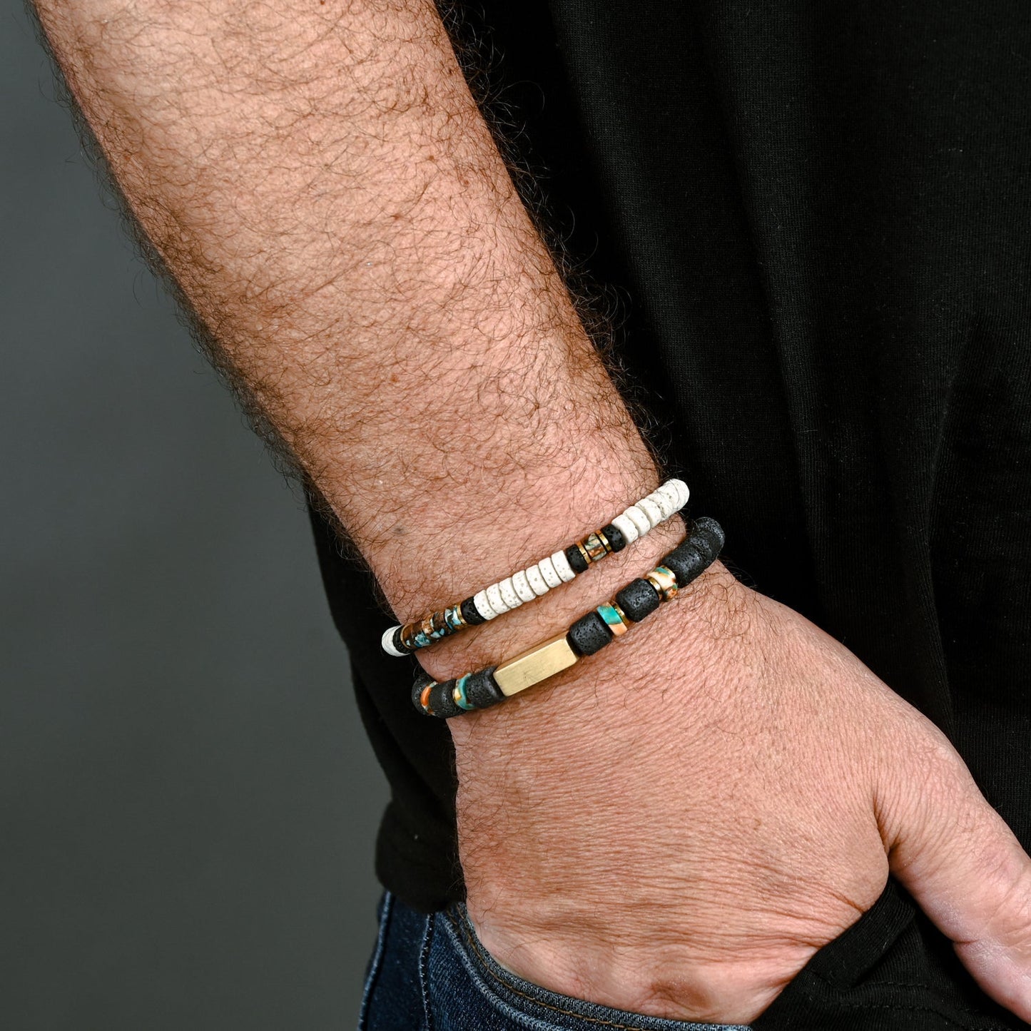 Vanguard Lava Bead Men's Bracelet