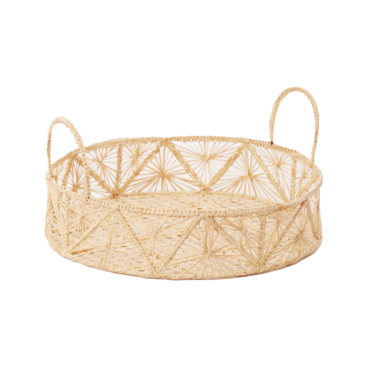 Large Round Tray with Handles - Natural