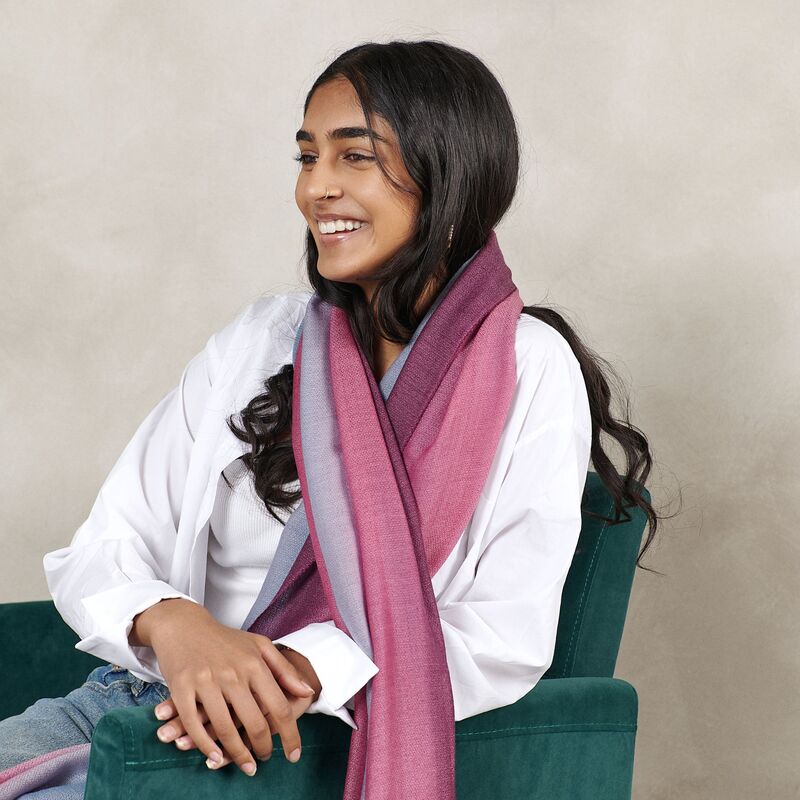 Iris Haze Cashmere Merino Handloom Scarf