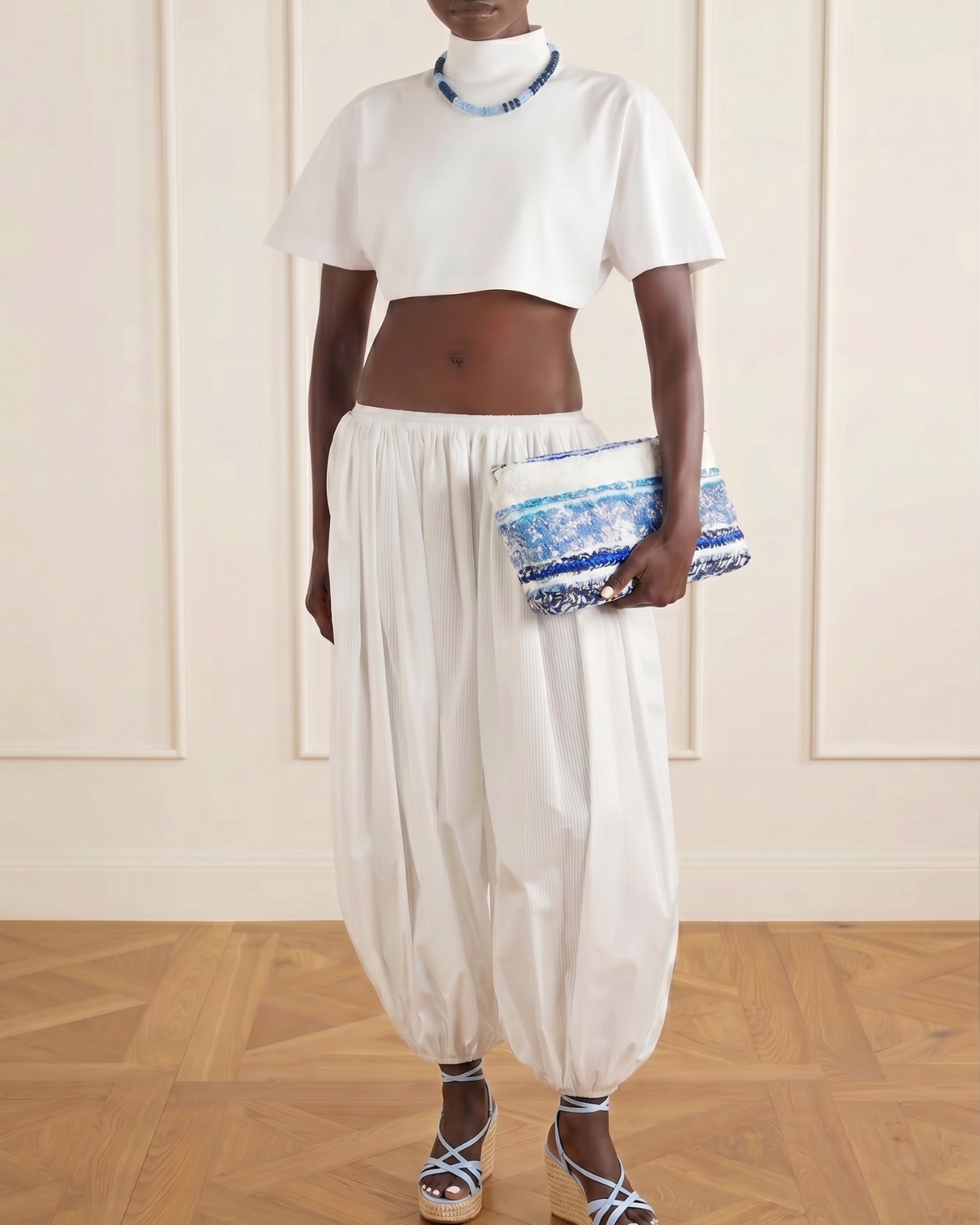 Summer Clutch: Style 001 - Blue, White, Black Boucle