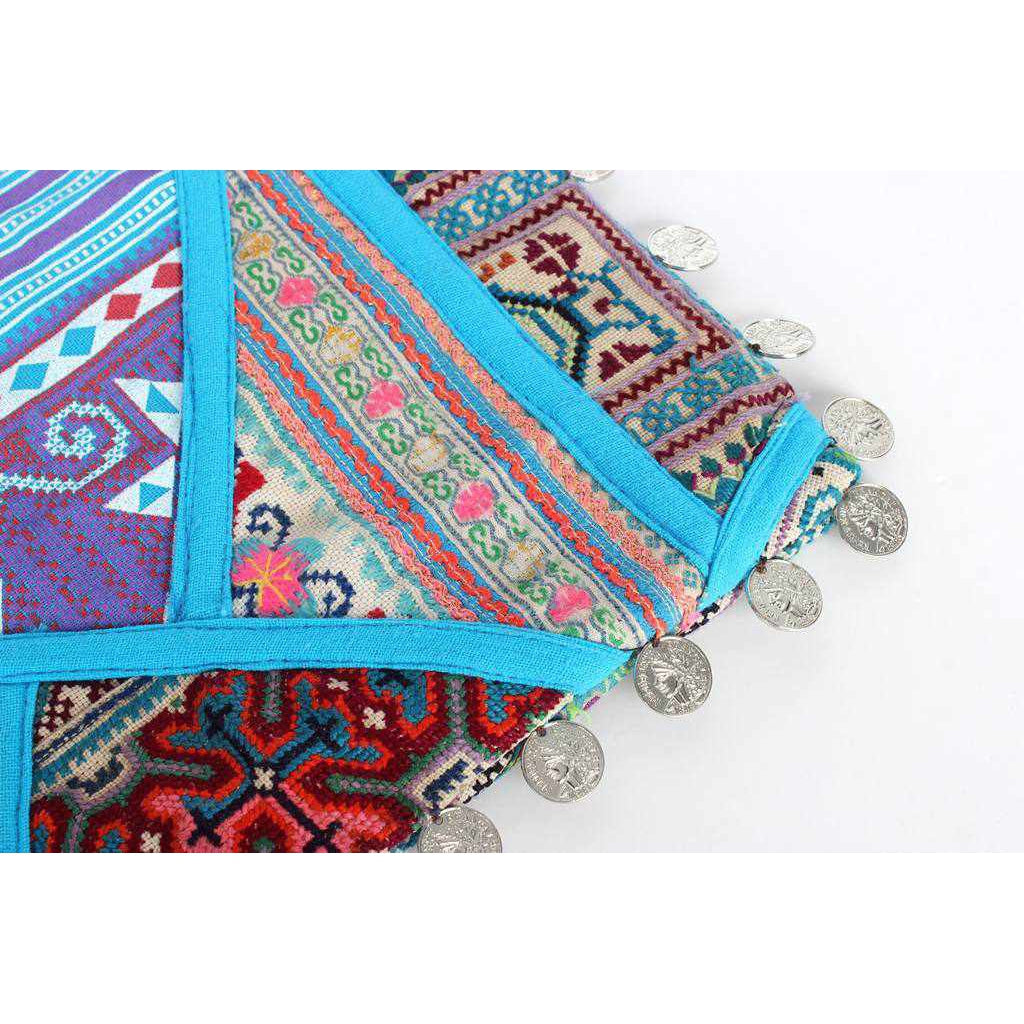 Vintage Leather Trims & Coins iPad Clutch - Thailand