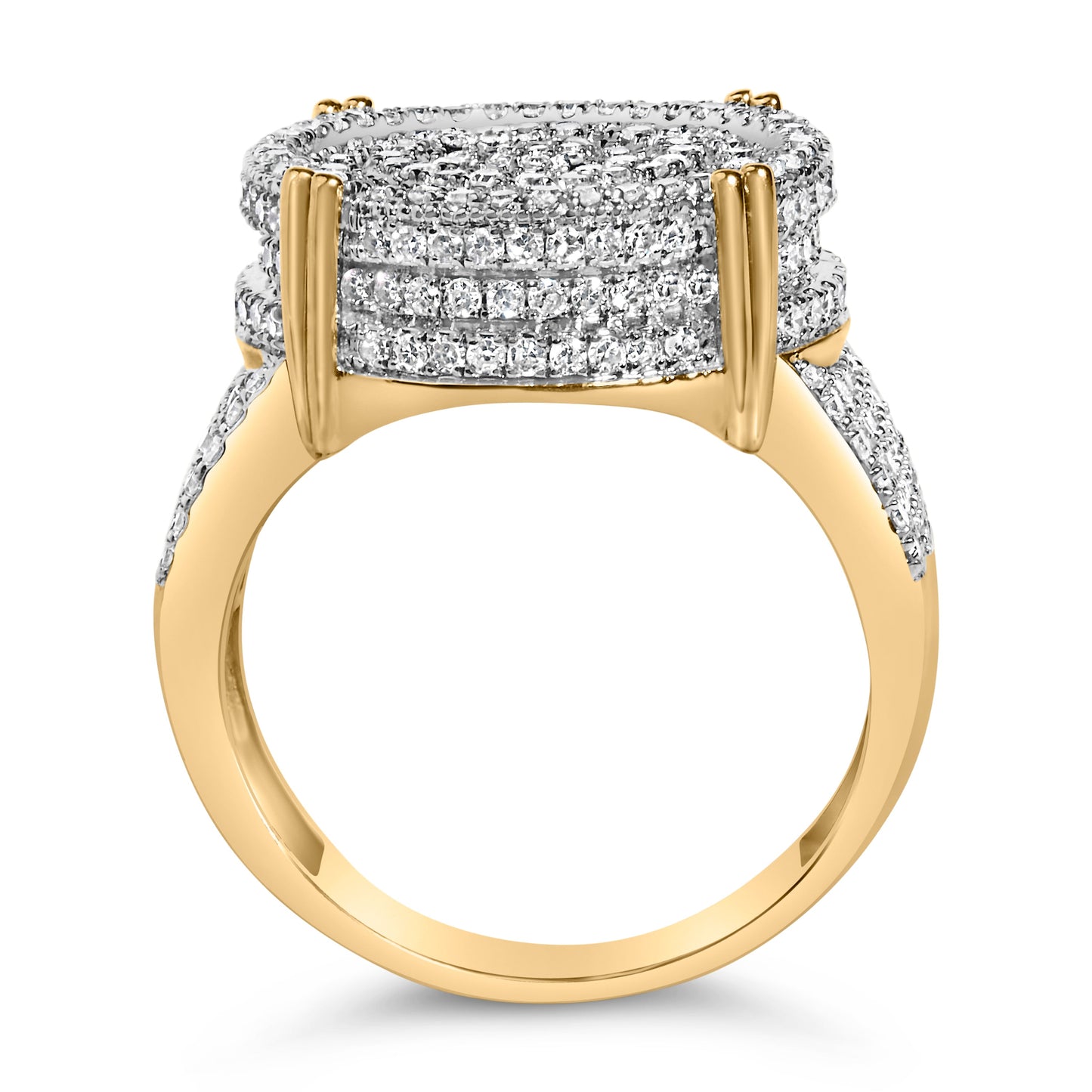 Men's 10K Yellow Gold 2-1/10 Cttw Diamond Concentric Circles Cocktail Ring