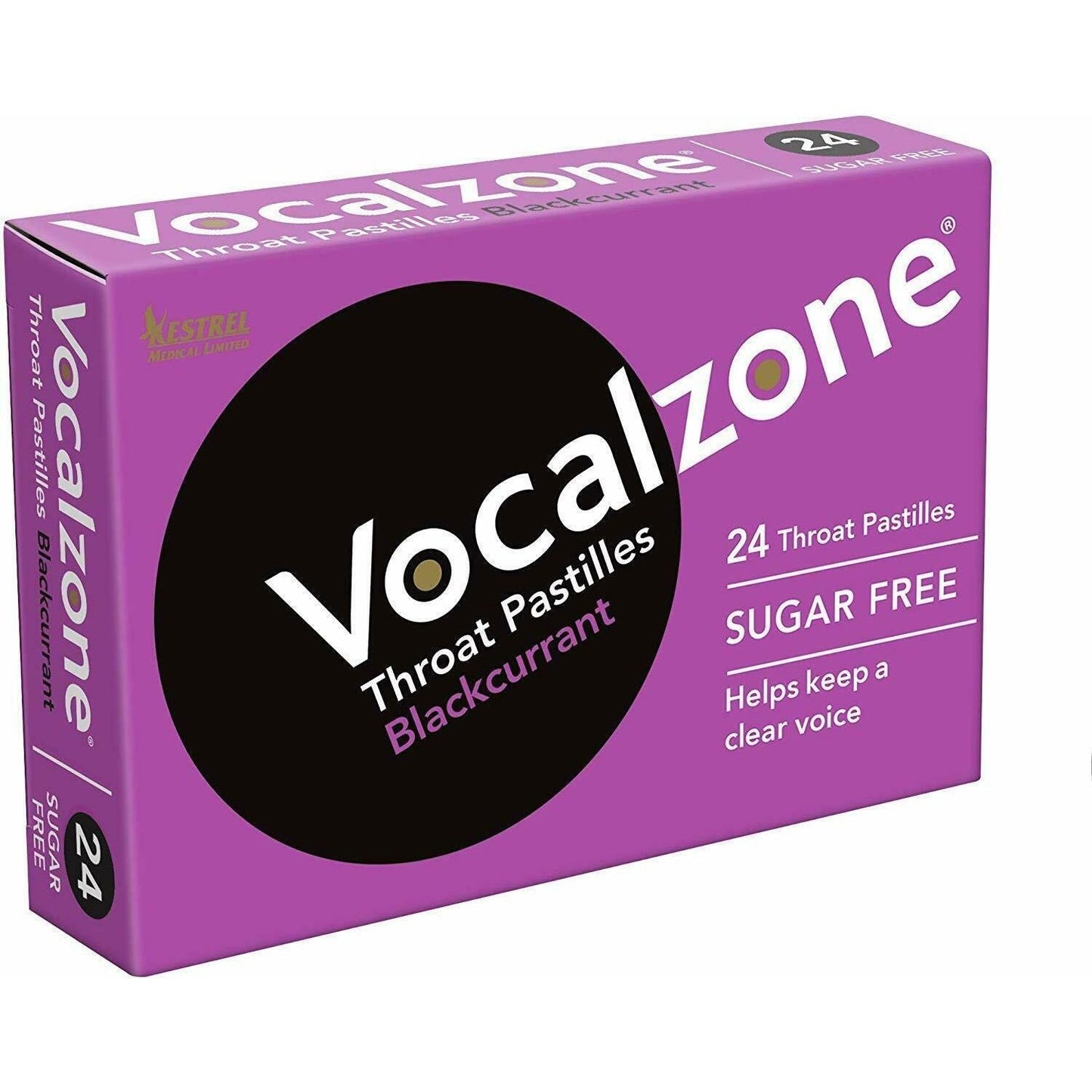 Vocalzone Throat Pastilles Blackcurrant Sugar Free 24 Pastilles