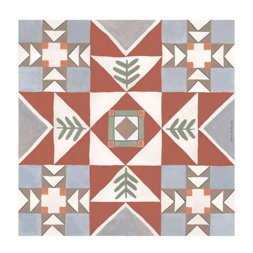 100% Silk Scarf: Heirloom - Folk Quilt Pattern