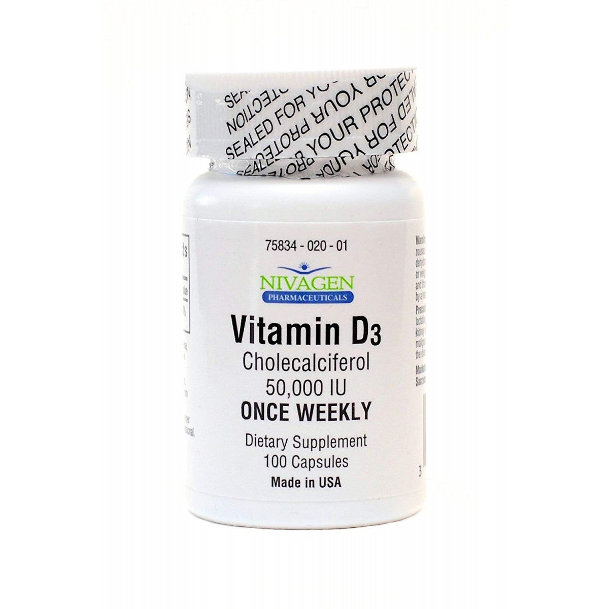 Nivagen Pharmaceuticals Vitamin D3, 50000 IU, Capsules