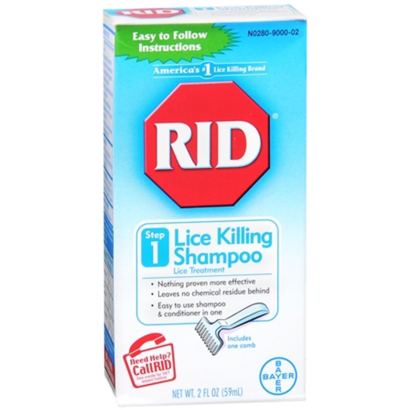 RID Lice Killing Shampoo, Includes 1 Nit Comb And 1 Bottle, 2 Ounces