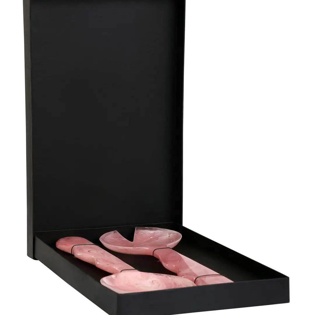 Handcrafted Resin Salad Server- Pink Set of 2 - 2 Quantity