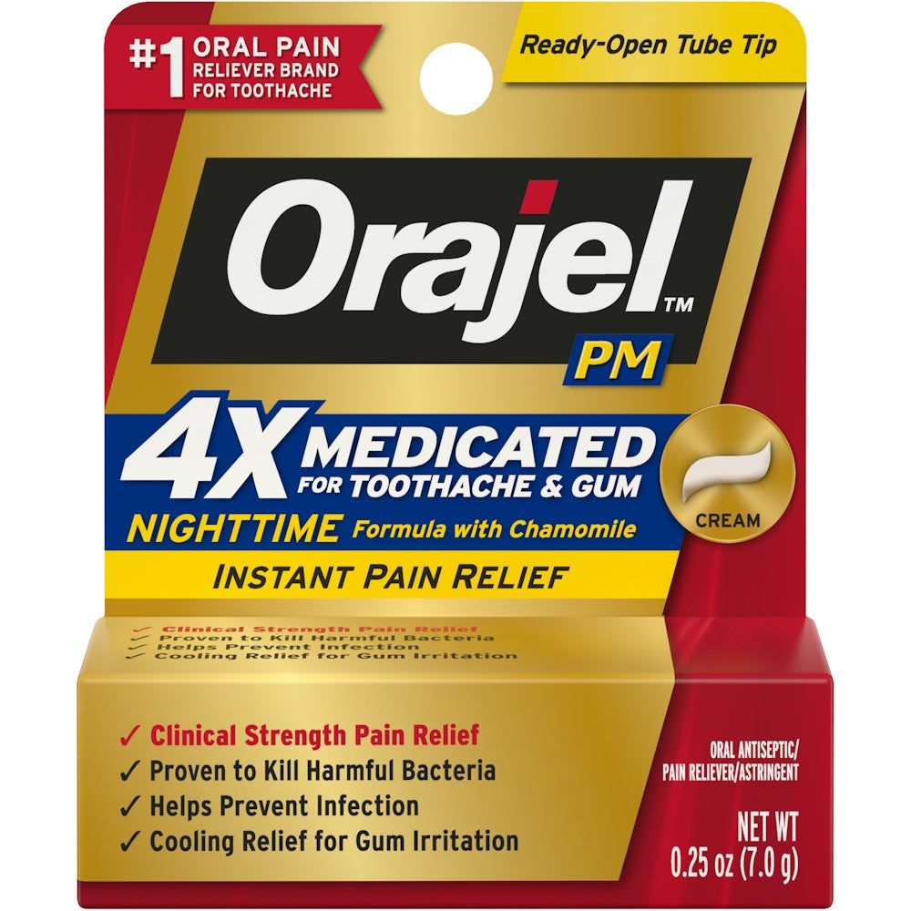 Orajel Toothache & Gum, Instant Pain Relief, Nighttime, Formula With Chamomile, Cream
