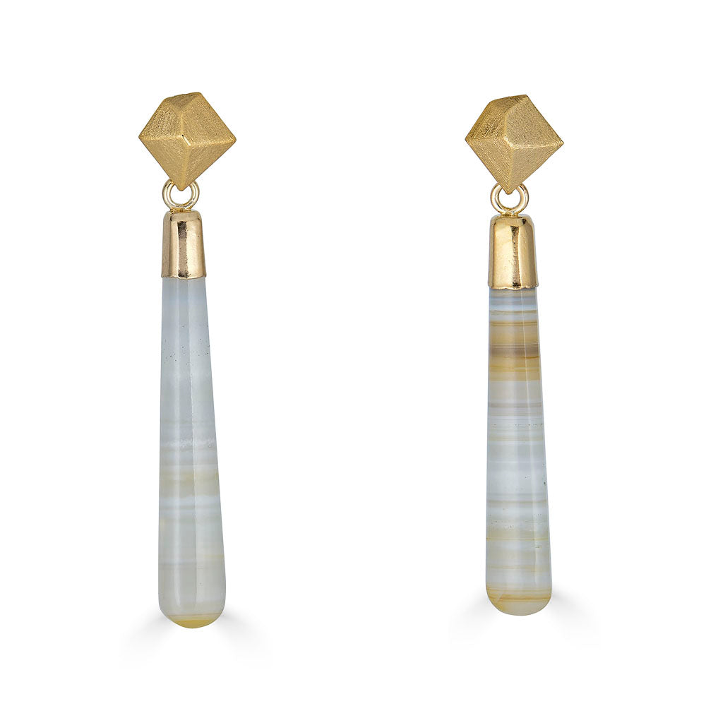 Lace Agate Long Drop Earrings