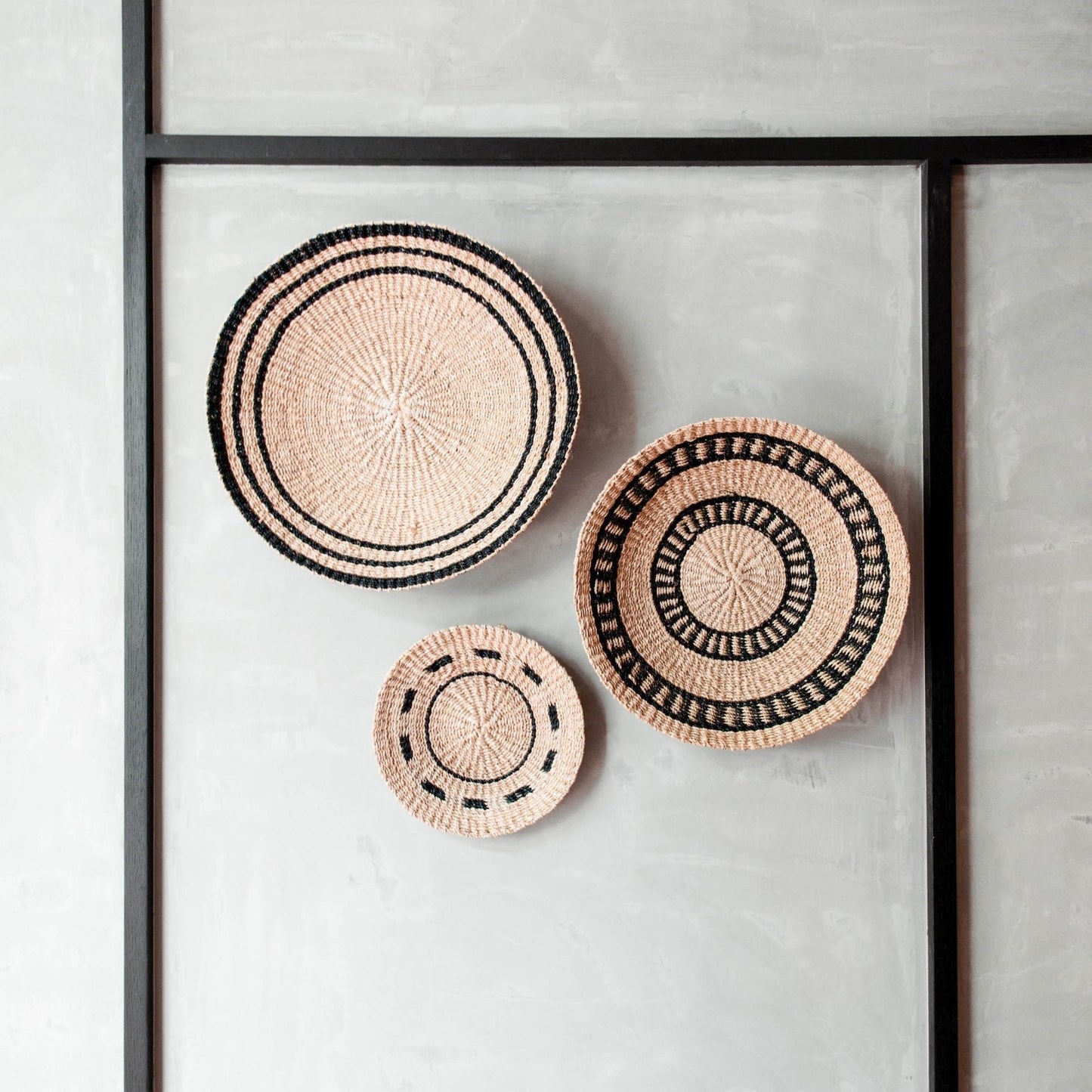 Natural + Black Wall Baskets, Medium