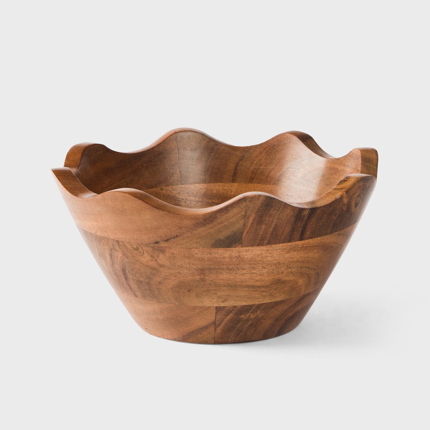 Acacia Wood Scallop Bowl, Natural Finish