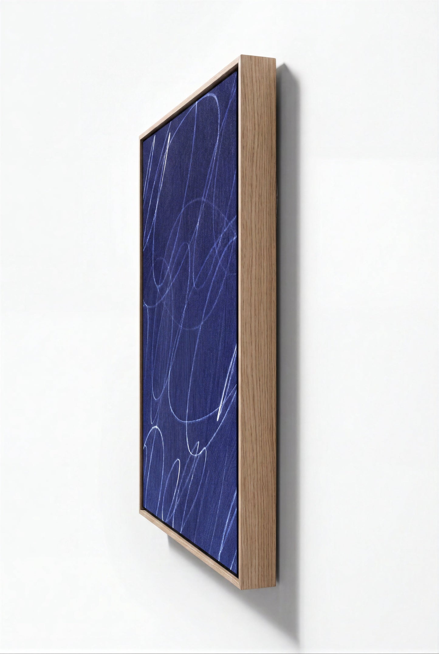 Gestural Marks in Deep Ocean Square Framed Wall Art