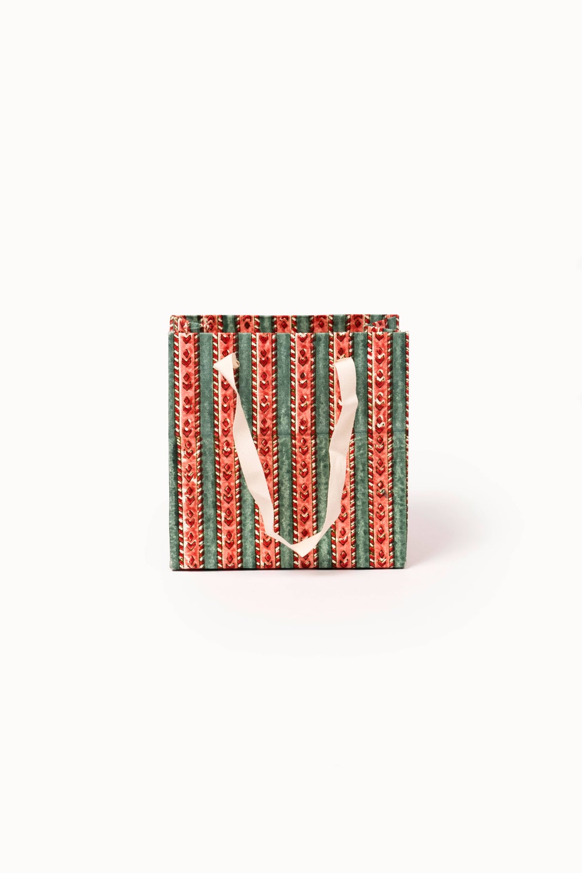 Small (Set of 3) Floral & Stripes Gift Bags - Block Print