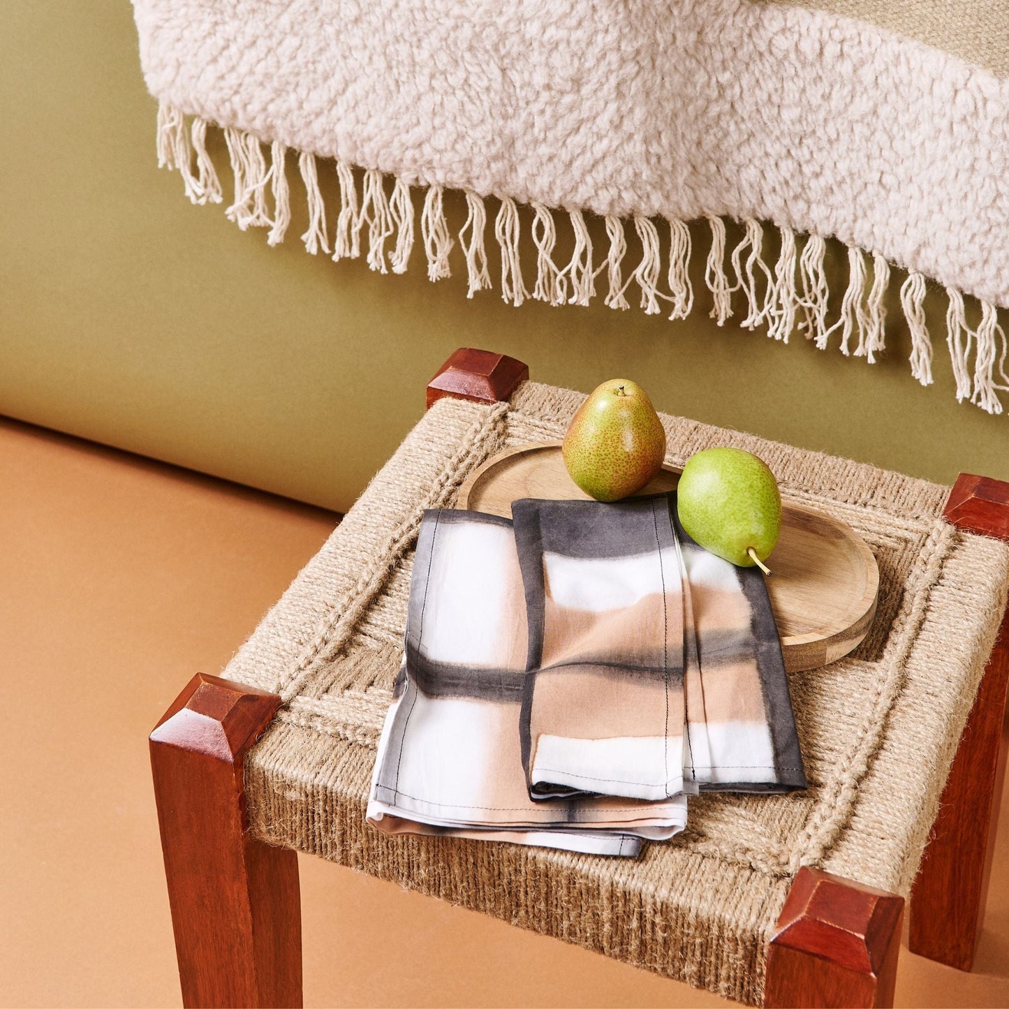 Chowk Black Hand Clamp Dyed Artisanal Cotton Table Napkin ( set of 4 )