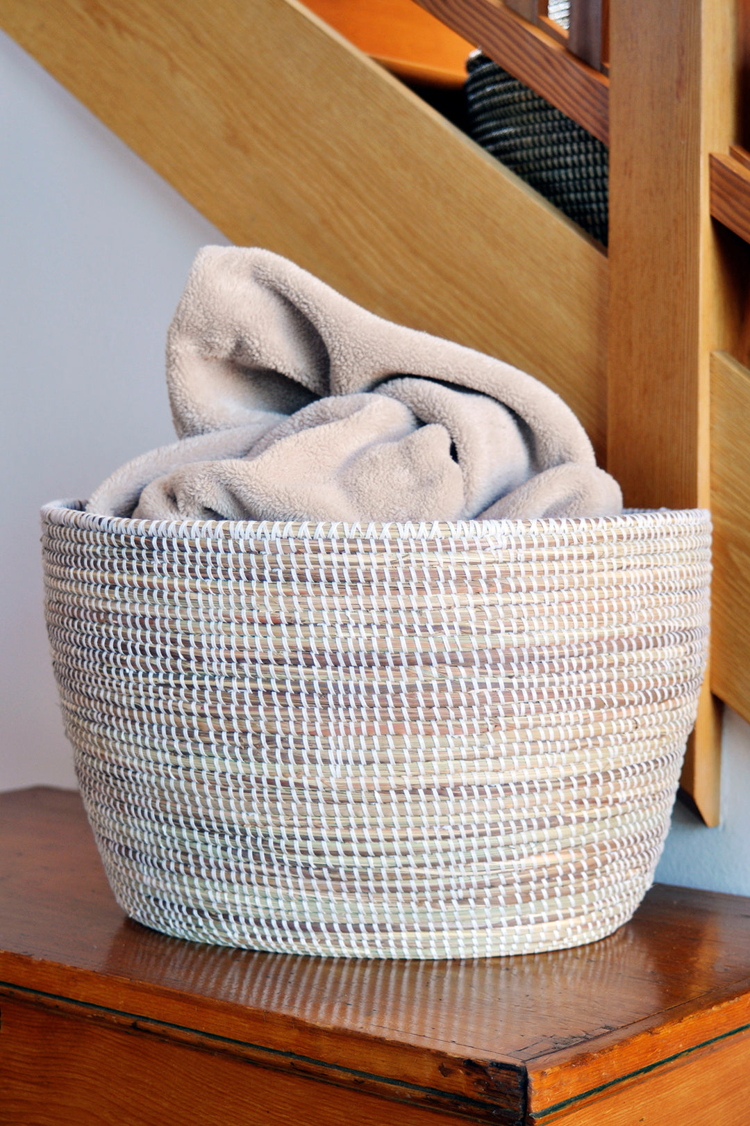 Solid White Knitting Basket