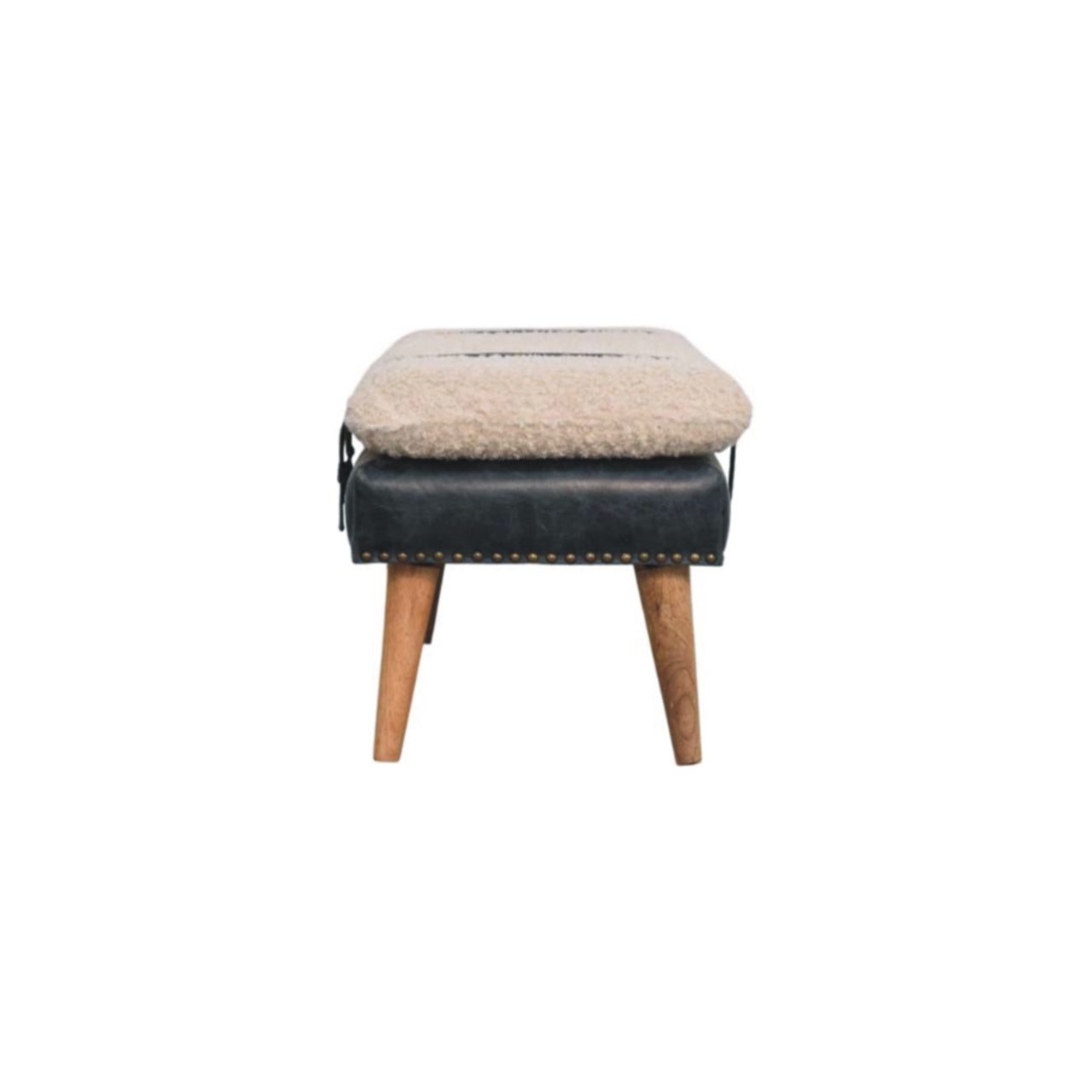 Boucle x Leather Upholstered Bench