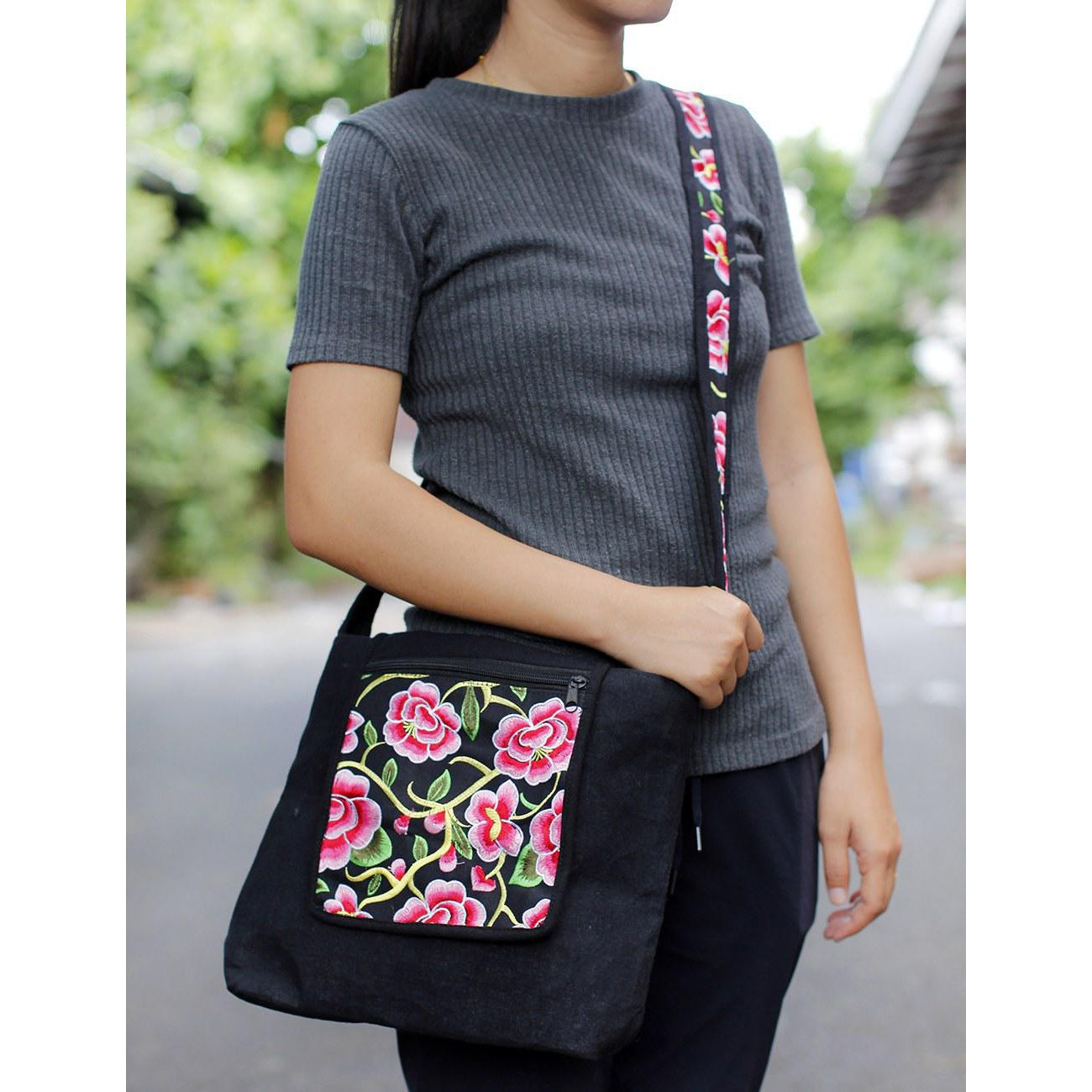 Tahj Embroidered Crossbody Bag - Thailand
