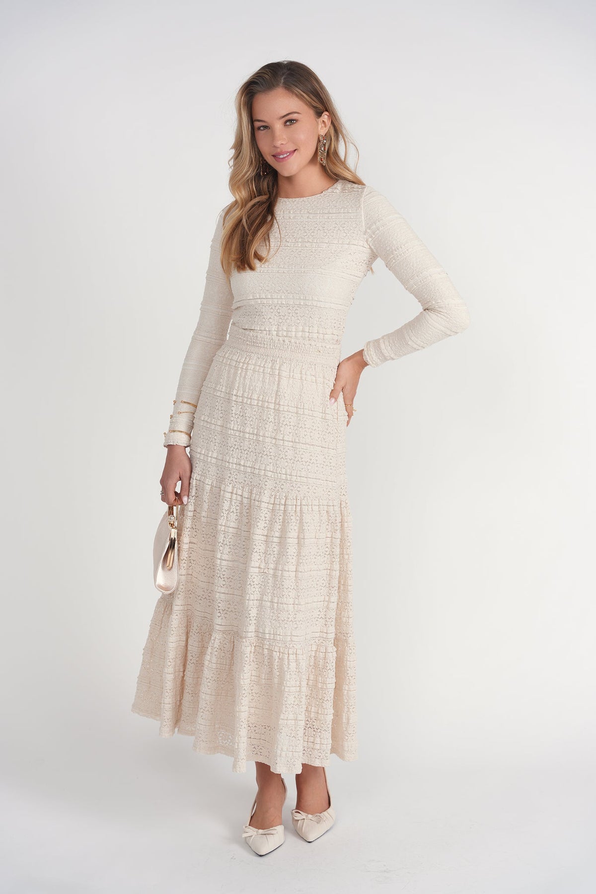 Lace Maxi Skirt- Cream