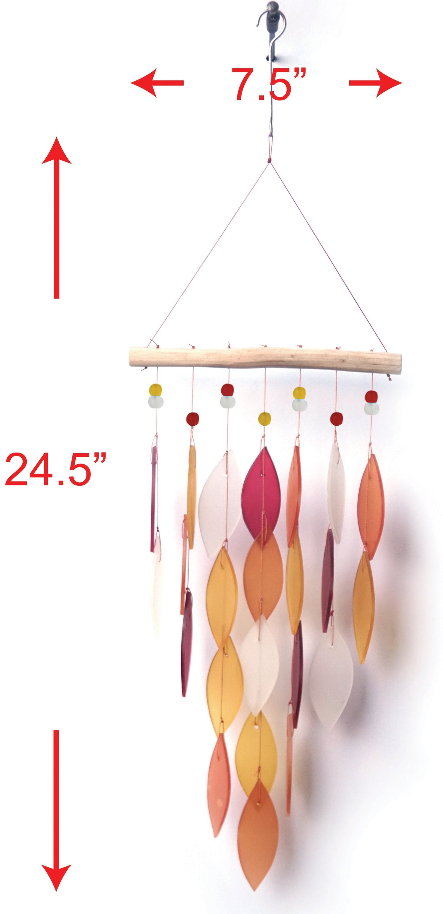 Diamond, Tequila Sunrise Sea Glass Wind Chime