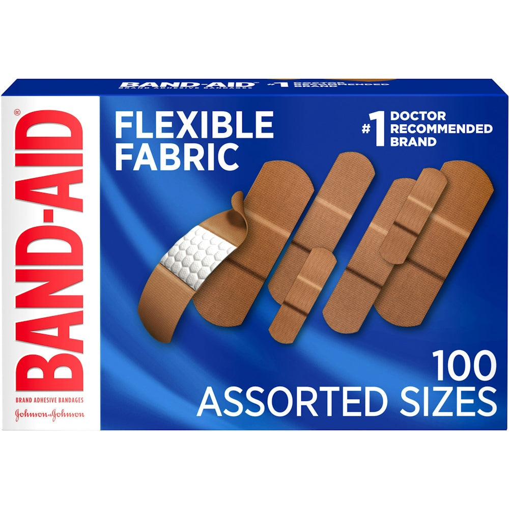 Band-Aid Brand Flexible Fabric Adhesive Bandages Assorted Sizes 100 Ct. Box