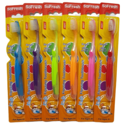 SoFresh Kids Flossing Toothbrush Ages 4+ Assorted colors