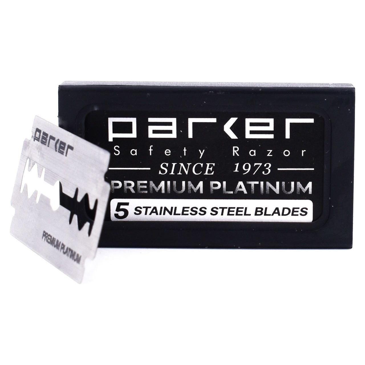 Parker Premium Platinum Stainless Steel DE Razor Blade - 20x5 Blades