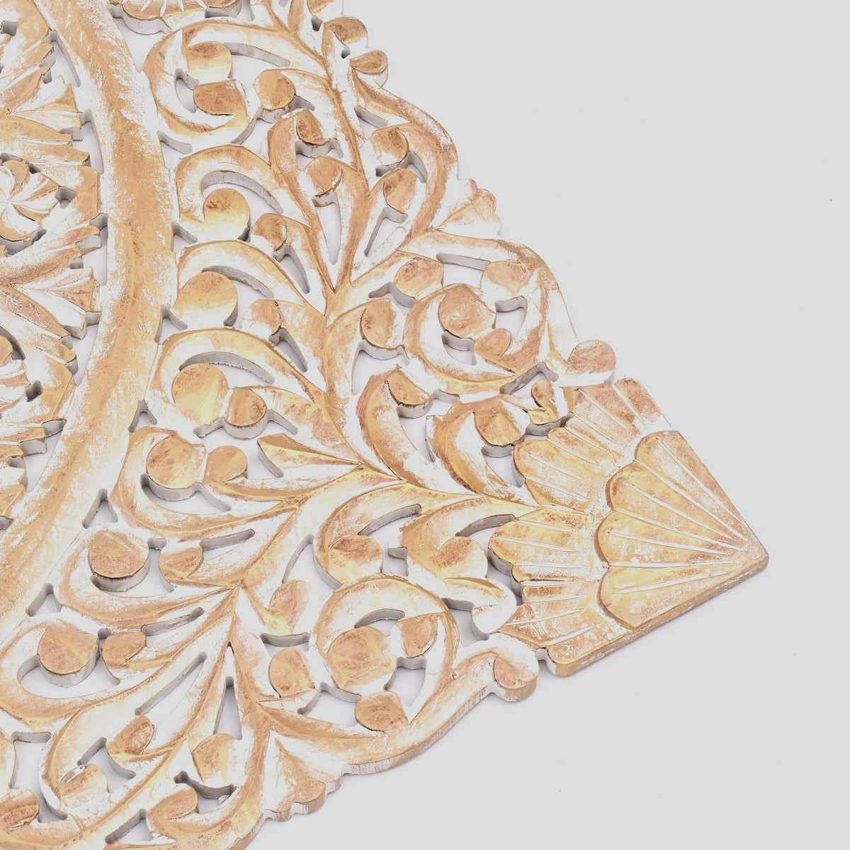 Wooden Floral Hand Carved Mandala Square Wall Decor