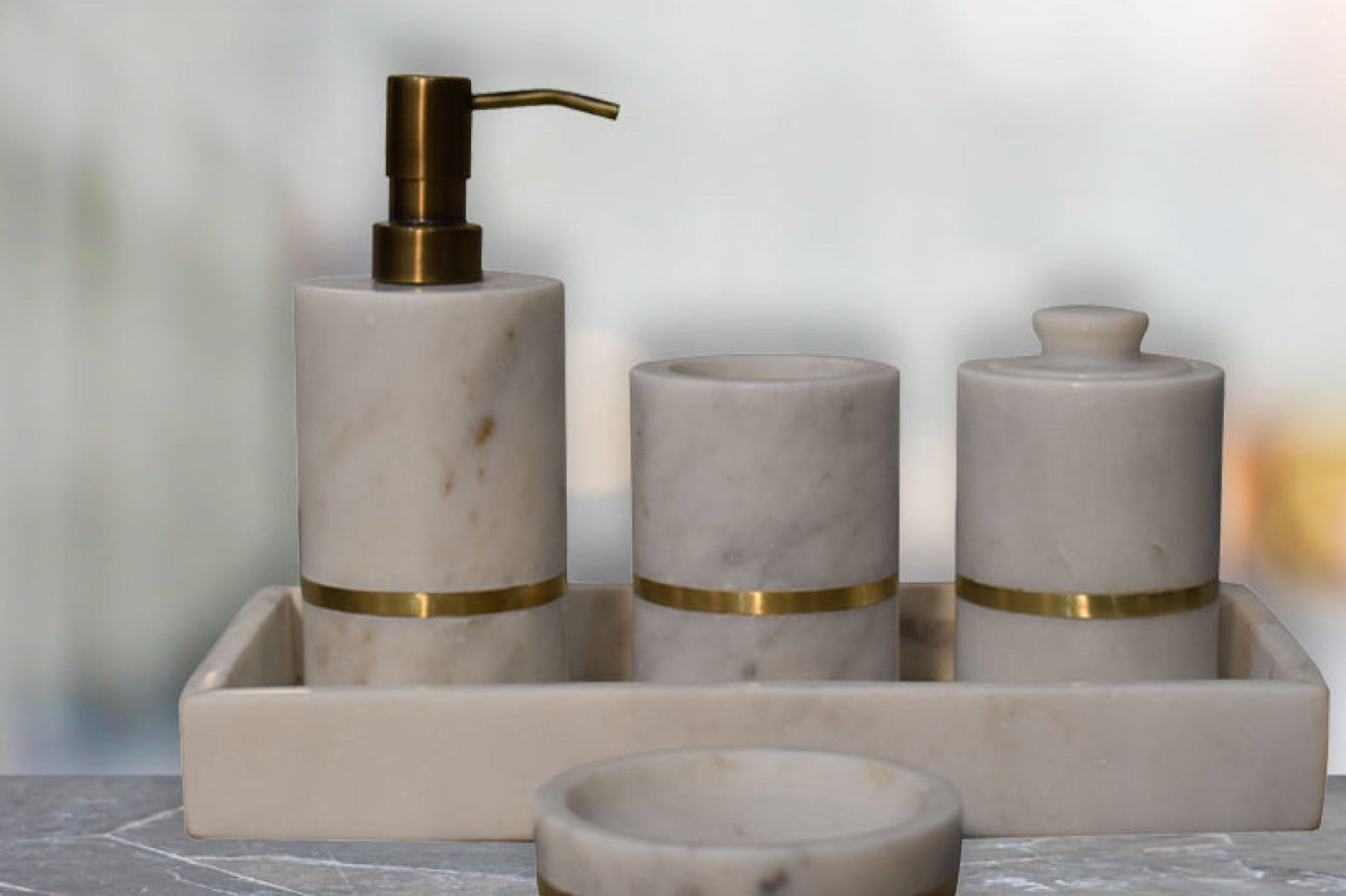 Brass Inlay Bathroom Set of 5