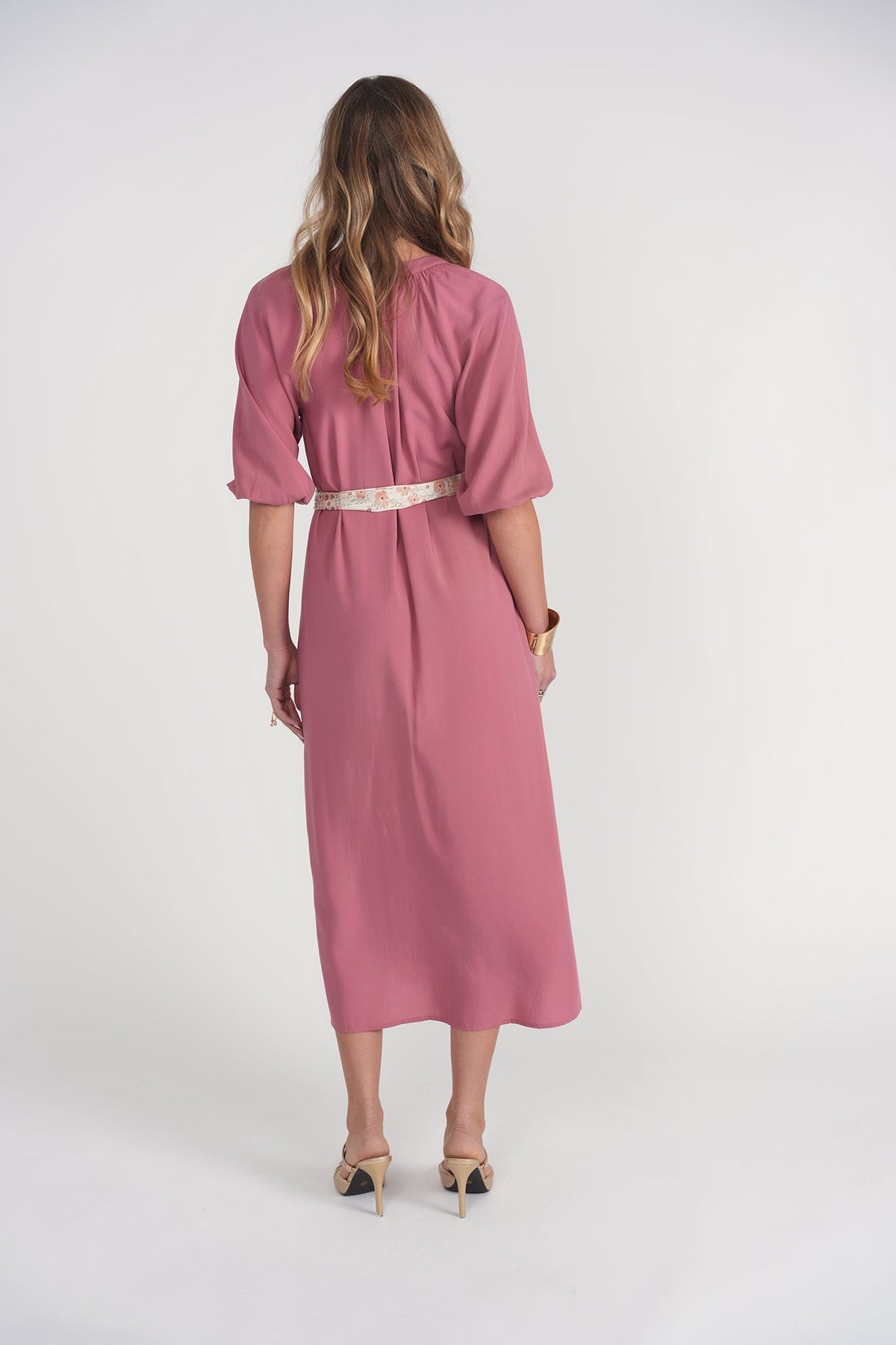 Bandana Waist Cotton Dress- Summer Rose